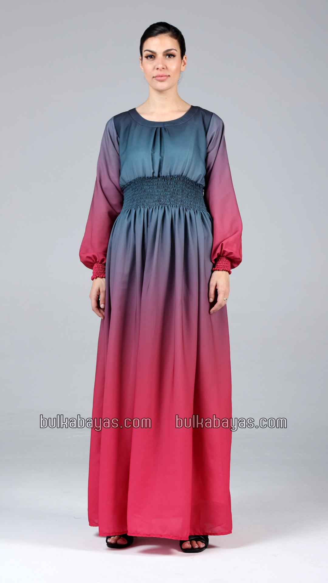Bulk Stylish MultiColored Ombre Modest Dress