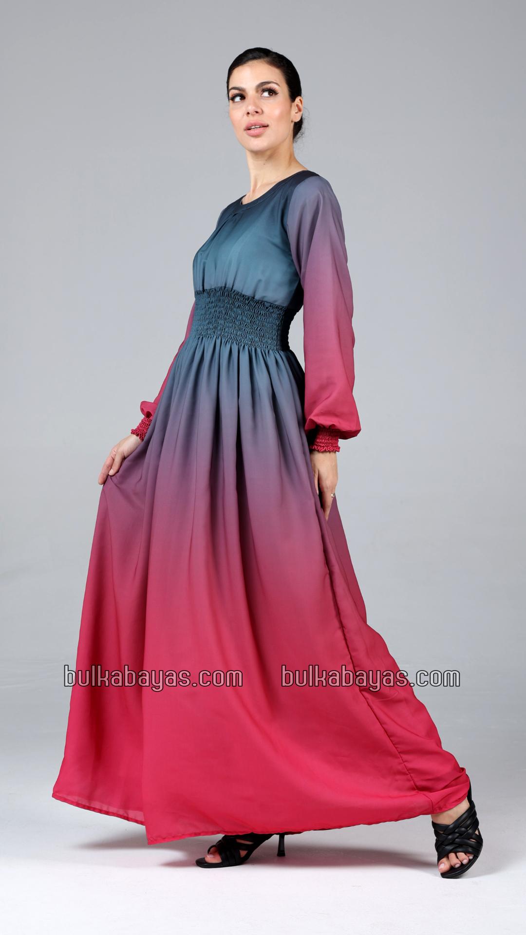 Bulk Stylish MultiColored Ombre Modest Dress