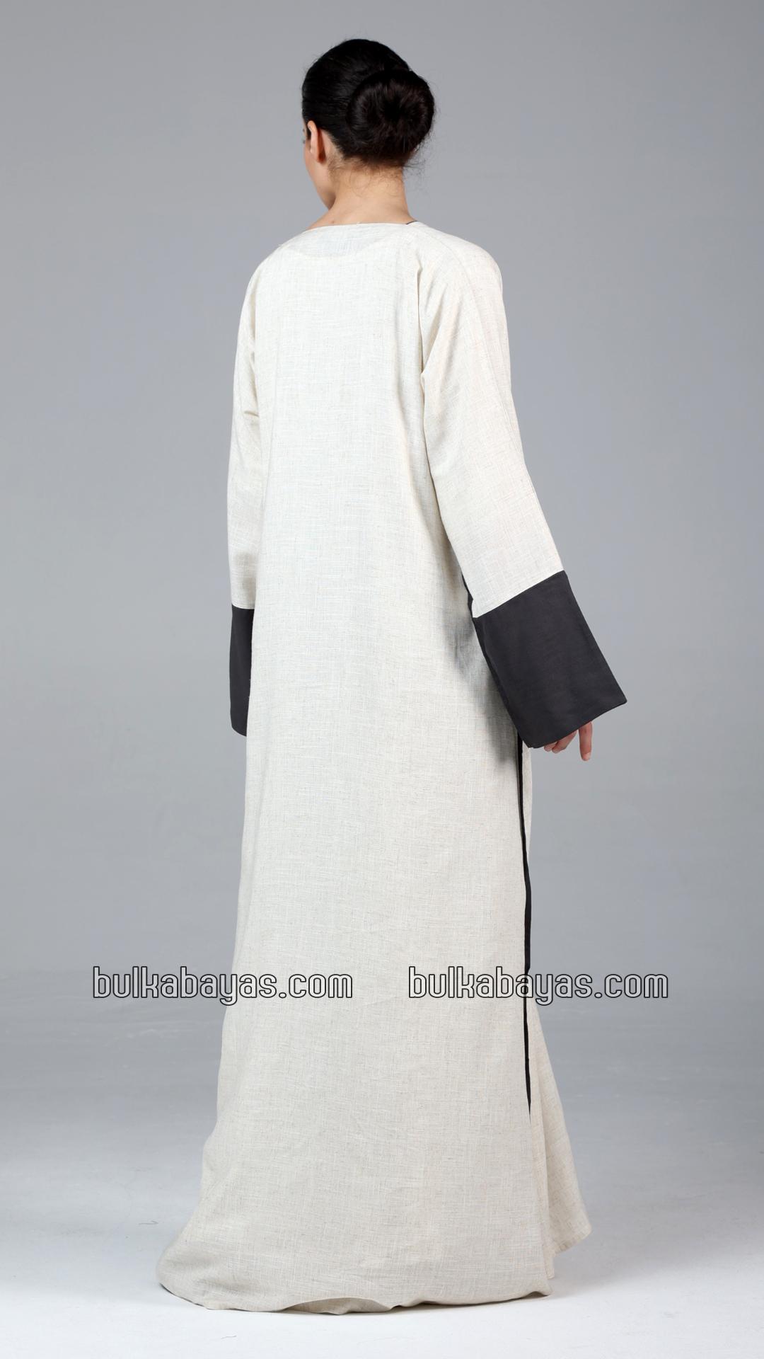 Bulk Stylish Linen Abaya In Off White