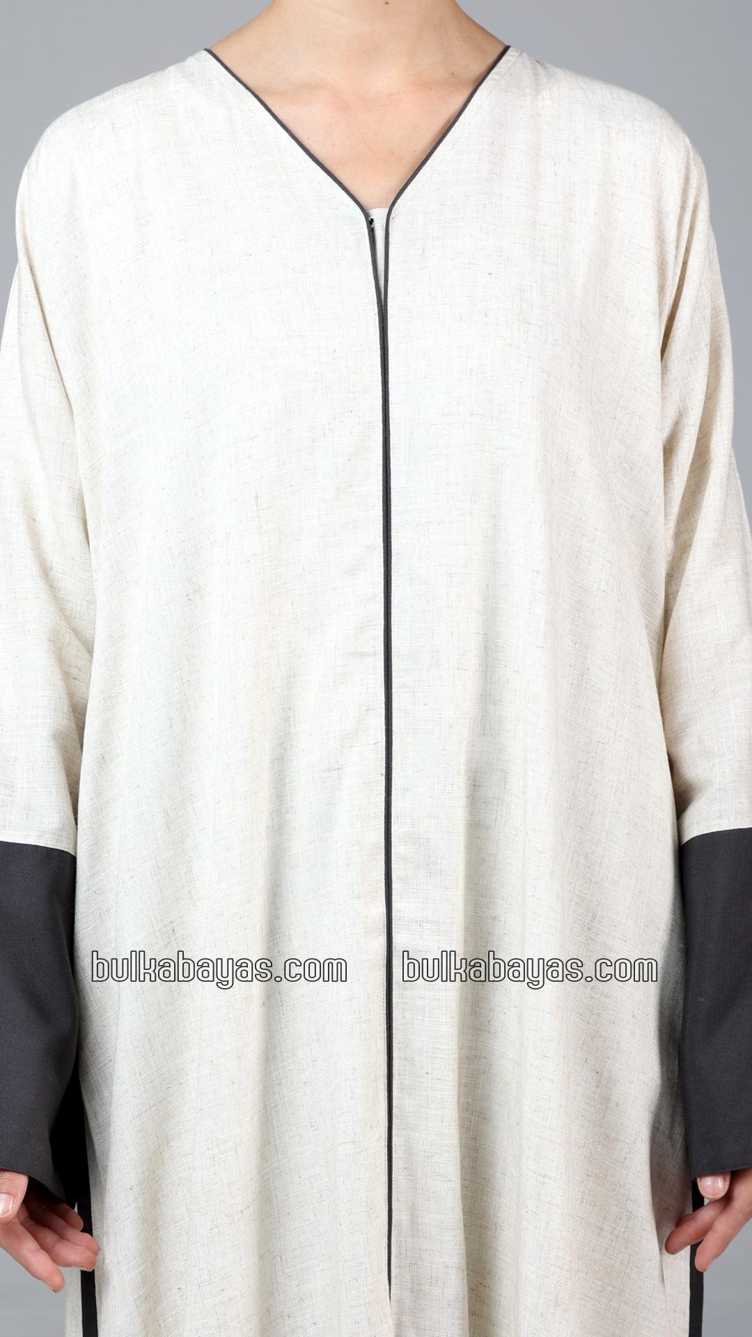 Bulk Stylish Linen Abaya In Off White