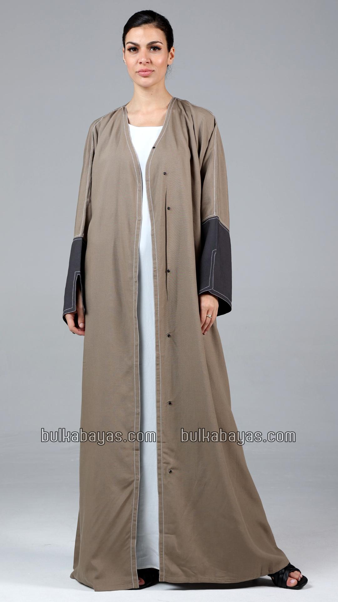 Bulk Elegant Front Open Linen Abaya