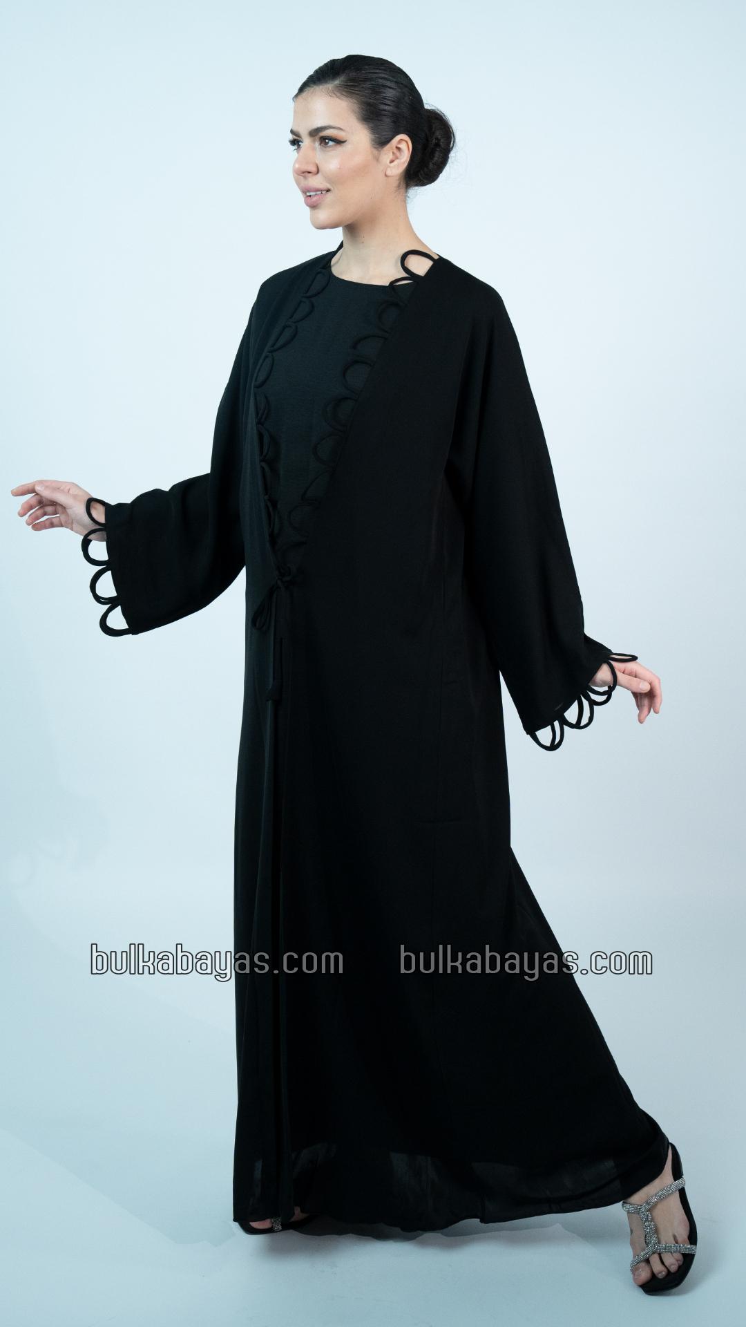 Bulk Decorative Loop Shrug Abaya in Black
