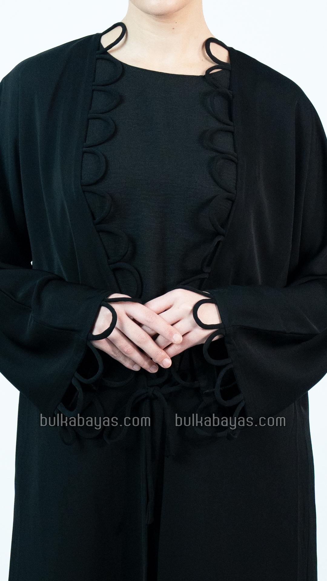 Bulk Decorative Loop Shrug Abaya in Black