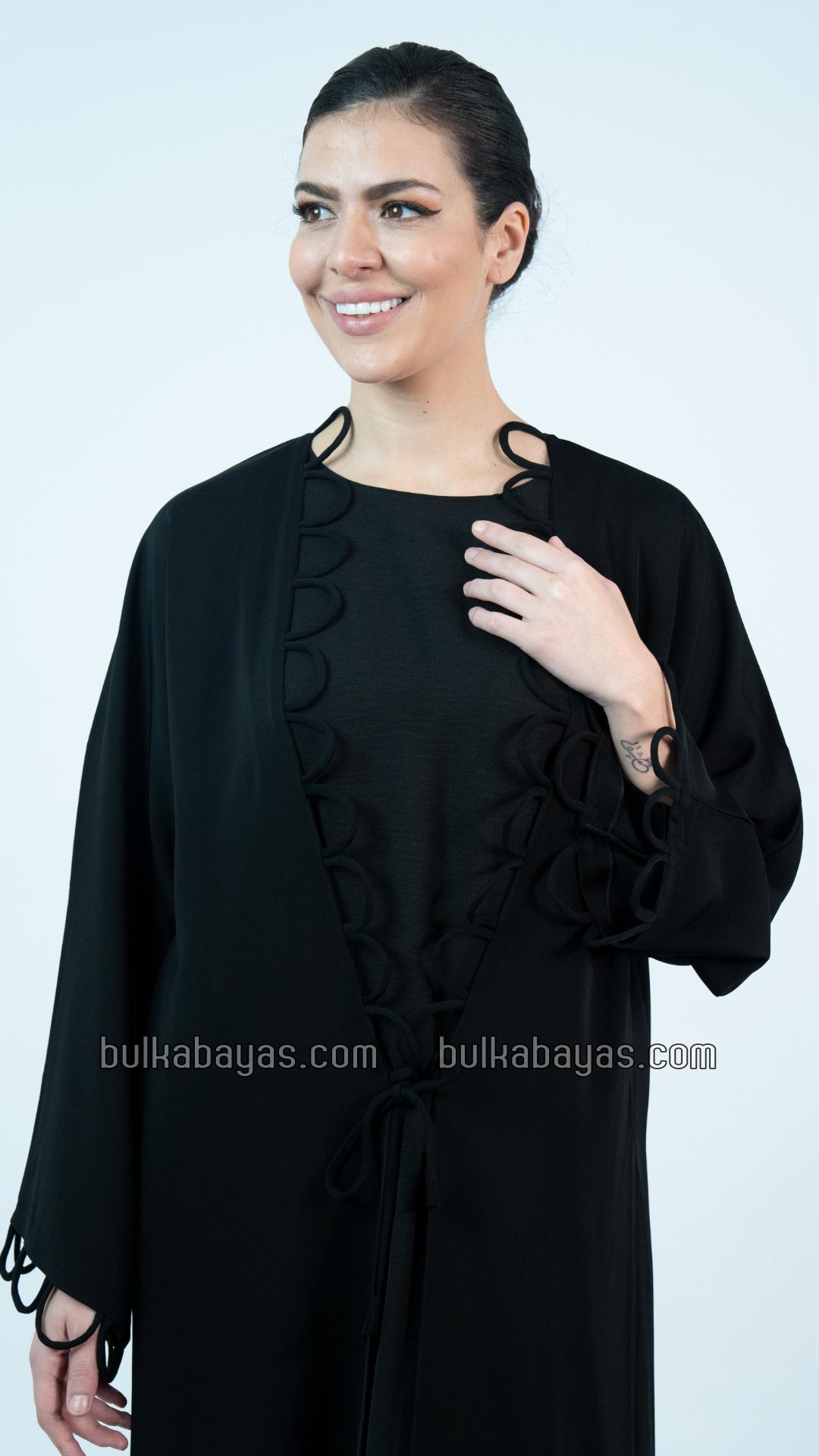 Bulk Decorative Loop Shrug Abaya in Black