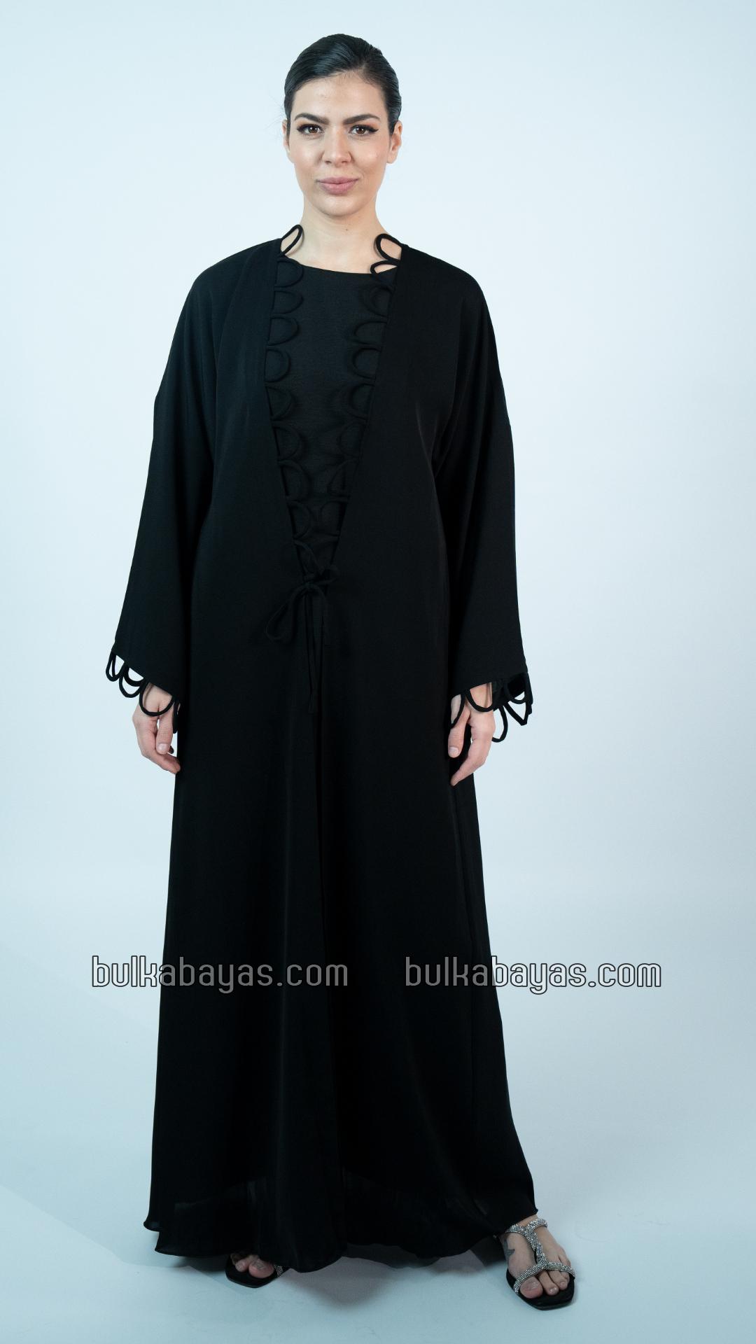 Bulk Decorative Loop Shrug Abaya in Black
