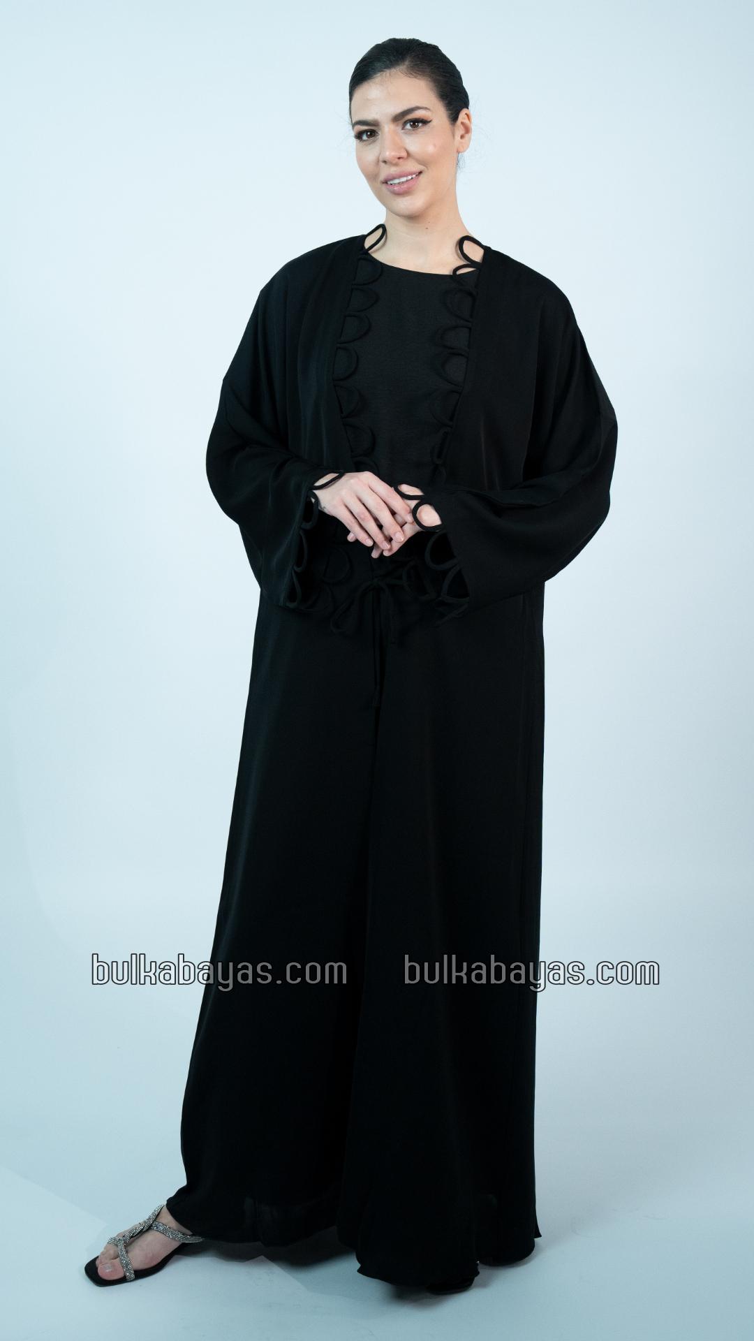 Bulk Decorative Loop Shrug Abaya in Black