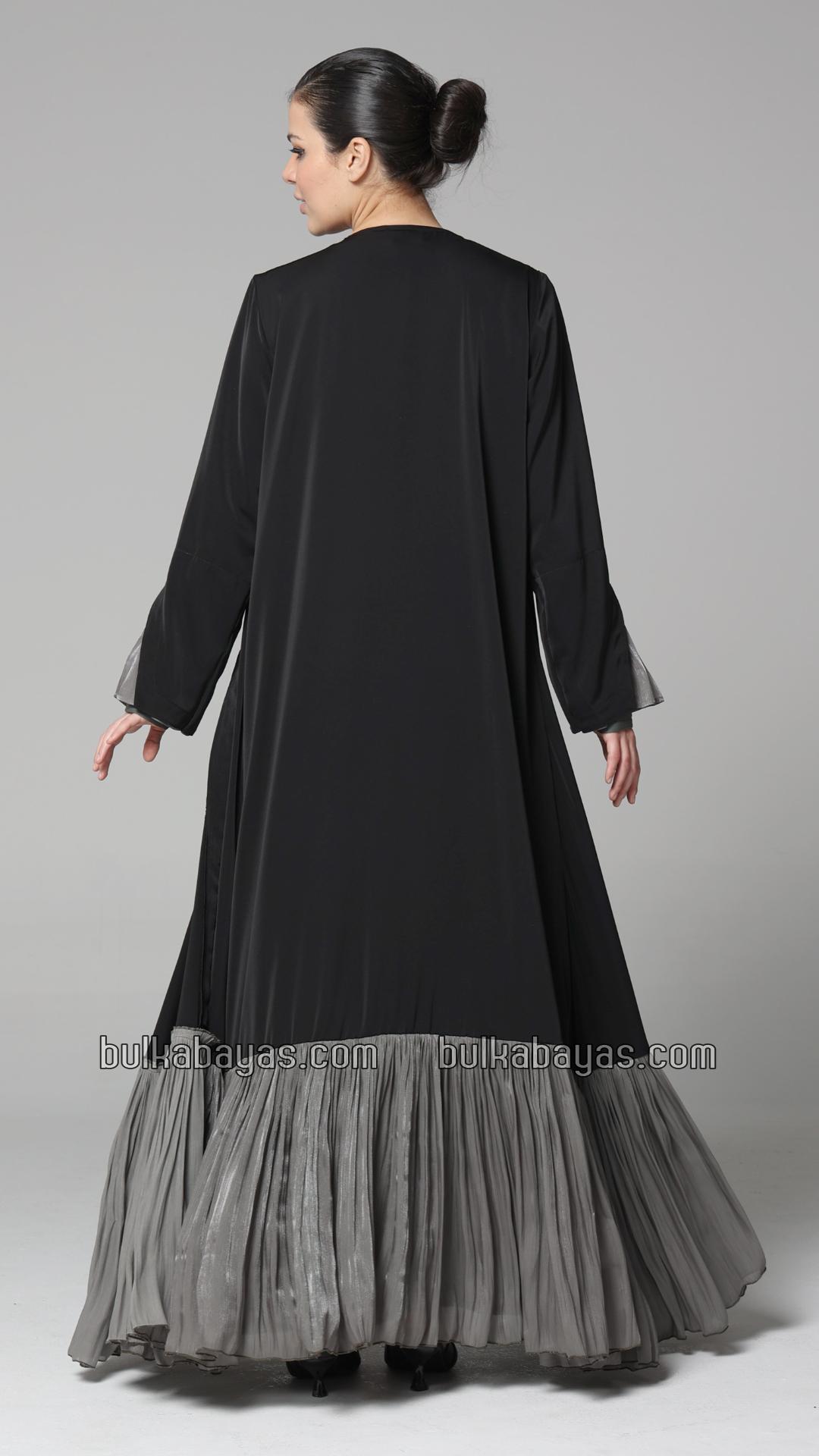 Bulk Black and Olive Grey Shrug Abaya with Handwork