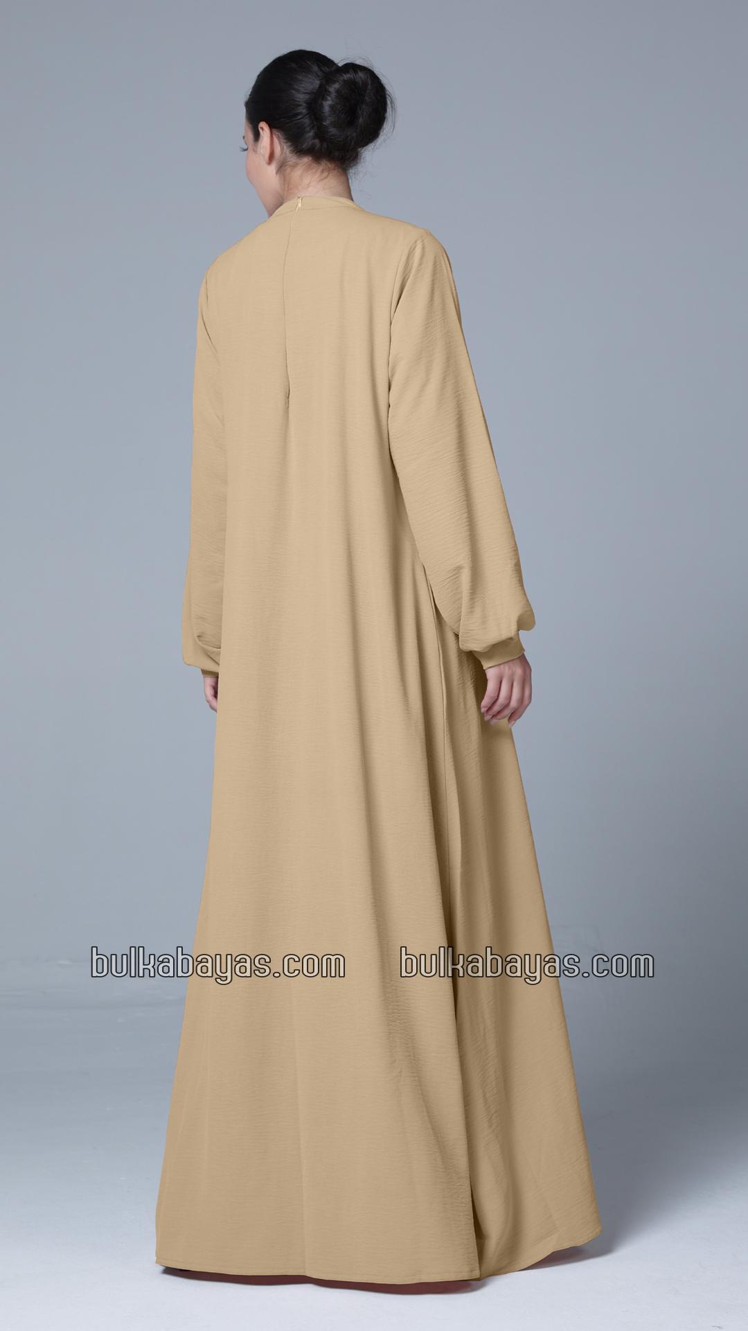 Bulk Simple and Elegant Pleated Abaya in Beige