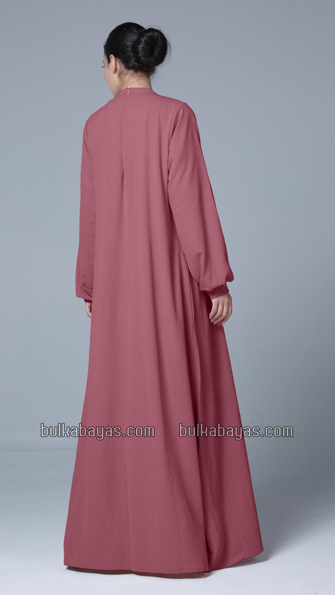 Bulk Simple and Elegant Pleated Abaya in Puce Pink