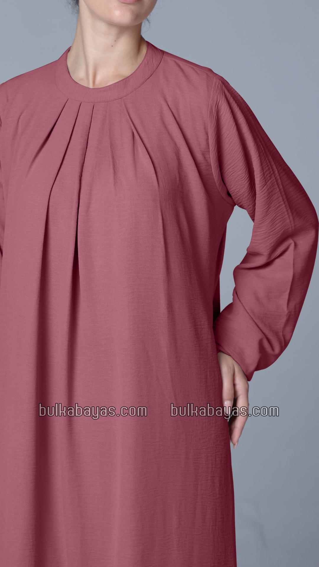 Bulk Simple and Elegant Pleated Abaya in Puce Pink